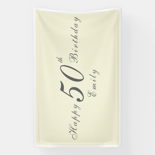  Modern Elegant 50th Birthday Party 横断幕 (縦)