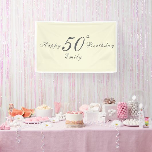  Modern Elegant 50th Birthday Party 横断幕 (パーティー)