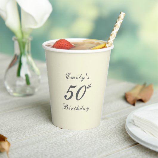Modern Elegant 50th Birthday Party 紙コップ (インサイチュ)