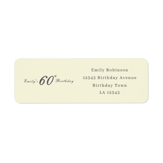 Modern Elegant 60th Birthday Address ラベル (正面)
