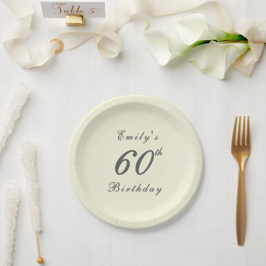 Modern Elegant 60th Birthday Party ペーパープレート (ウェディング)