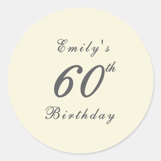 Modern Elegant 60th Birthday Party ラウンドシール (正面)