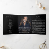 Modern Elegant 7 Photo Trifold Funeral Program 三つ折りプログラム (内部)