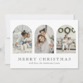 Modern Elegant Arch 3 Photo Collage Christmas シーズンカード (正面)
