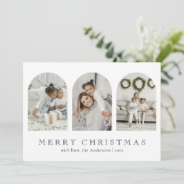 Modern Elegant Arch 3 Photo Collage Christmas シーズンカード