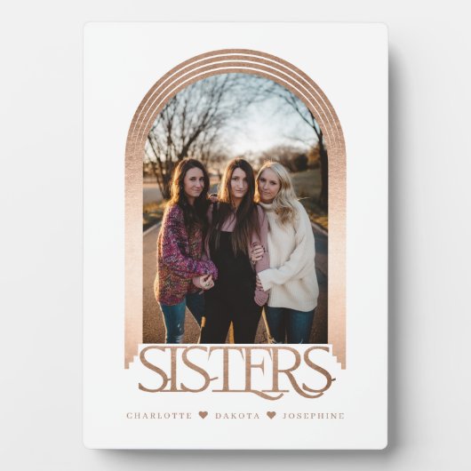 Modern Elegant Arch Frame Sisters Photo Keepsake フォトプラーク (正面)