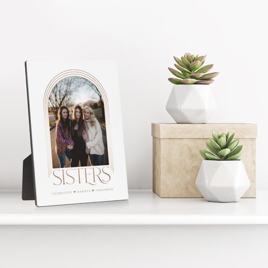 Modern Elegant Arch Frame Sisters Photo Keepsake フォトプラーク