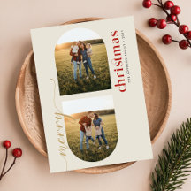 Modern Elegant Arched Family Photo Christmas
