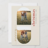 Modern Elegant Arched Family Photo Christmas シーズンカード (正面)