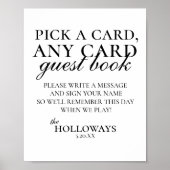 Modern Elegant B&W Playing Card Guest Book Sign ポスター (正面)