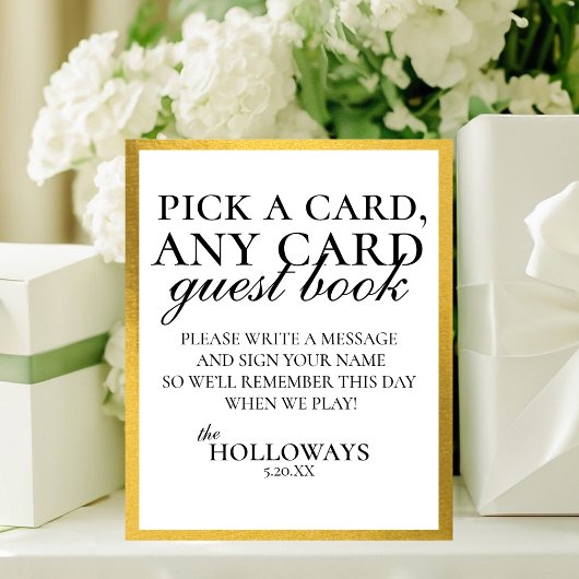 Modern Elegant B&W Playing Card Guest Book Sign ポスター