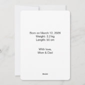 Modern Elegant Baby Announcement Card シーズンカード (裏面)