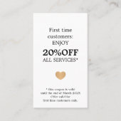Modern Elegant Beauty Black White First Time 割引カード (正面)