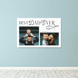 Modern Elegant Best Dad Ever 2 Photos Fathers Day キャンバスプリント