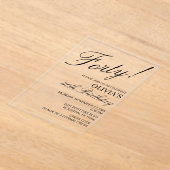 Modern Elegant Birthday Party Black Text アクリル招待状 (レイダウン)