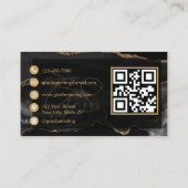 Modern Elegant Black Agate QR Code 名刺 (裏面)