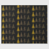 Modern Elegant Black and Gold Christmas Tree ラッピングペーパー (フラット)