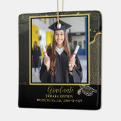 Modern Elegant Black and Gold Graduation photo セラミックオーナメント (左)