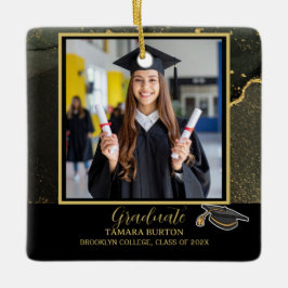 Modern Elegant Black and Gold Graduation photo セラミックオーナメント