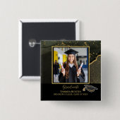 Modern Elegant Black and Gold Graduation photo 缶バッジ (正面&裏面)