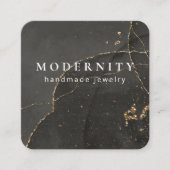 Modern Elegant Black and Gold Jewelry Designer スクエア名刺 (正面)