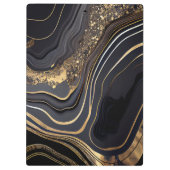 Modern Elegant Black and Gold Marbled クリップボード (裏面)