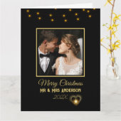 Modern Elegant Black and Gold Mr and Mrs Christmas カード (黄色い花)