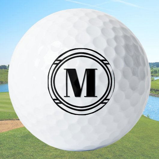 Modern Elegant Black and White Custom Monogram ゴルフボール