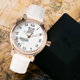 Modern Elegant Black and White Custom Name 腕時計