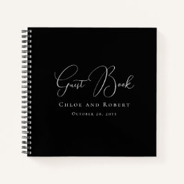 Modern Elegant Black and White Wedding Guest Book ノートブック