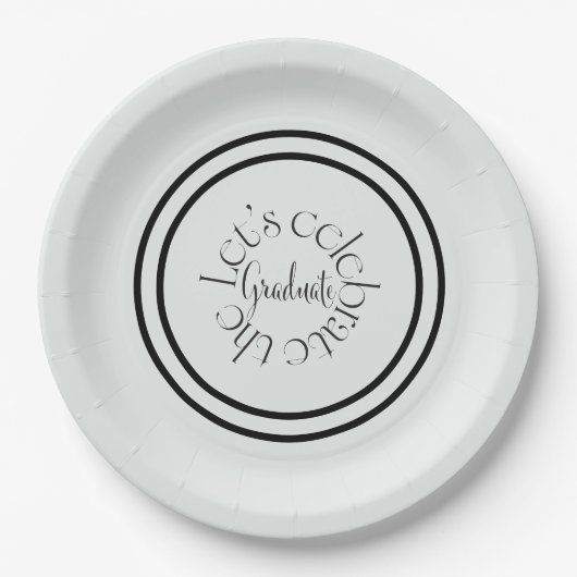 Modern elegant black bold typography Grad party ペーパープレート (正面)