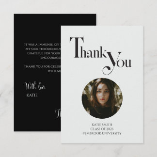 Modern elegant black bold typography Graduation サンキューカード