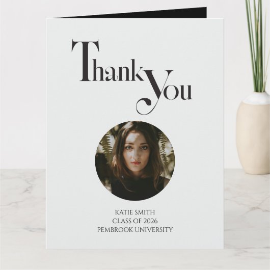 Modern elegant black bold typography Graduation サンキューカード (正面)
