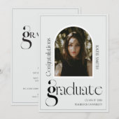 Modern elegant black bold typography Graduation 招待状 (正面/裏面)