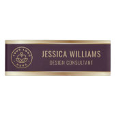 Modern Elegant Black Burgundy Red Business Logo 名札 (正面)