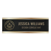 Modern Elegant Black Gold Business Logo 名札 (正面)