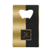 Modern Elegant Black & Gold Geometric Design Zippo クレジットカード栓抜き (裏面)