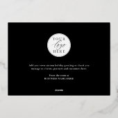 Modern Elegant Black Gold Happy Holidays Business 箔シーズンカード (裏面)