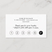 Modern Elegant Black Green White Beauty ロイヤリティカード (裏面)