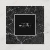 Modern elegant black marble professional スクエア名刺 (正面)