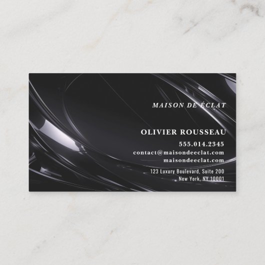 Modern Elegant Black Metallic2 Master Stylist 名刺 (裏面)