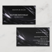 Modern Elegant Black Metallic2 Master Stylist 名刺 (正面/裏面)