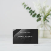 Modern Elegant Black Metallic4 Master Stylist 名刺 (スタンド正面)