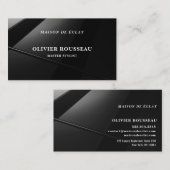 Modern Elegant Black Metallic4 Master Stylist 名刺 (正面/裏面)