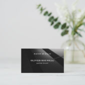 Modern Elegant Black Metallic Master Stylist 名刺 (スタンド正面)