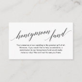 Modern Elegant Black Script Honeymoon Fund Wish エンクロージャーカード (正面)
