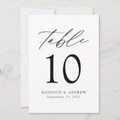 Modern Elegant Black Script Wedding Table Number (正面)