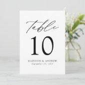 Modern Elegant Black Script Wedding Table Number (スタンド正面)
