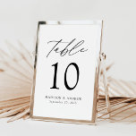 Modern Elegant Black Script Wedding Table Number<br><div class="desc">Trendy, minimalist wedding table number cards featuring black modern lettering with "Table" in modern calligraphy script. The design features a white background or a color of your choice. The design repeats on the back. To order the table cards: add your name, wedding date, and table number. Add each number to...</div>