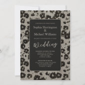 Modern Elegant Black Silver Wedding Invite QR Code 招待状 (正面)
